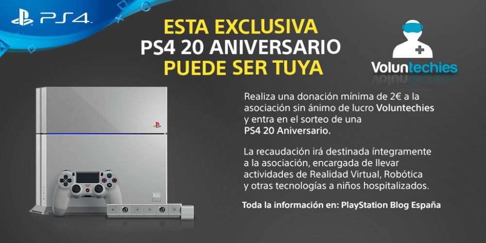 Consigue una Playstation 4 Edición 20 Aniversario siendo solidario con 2€