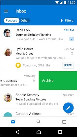 Microsoft Outlook en Android para administrar el correo electrónico