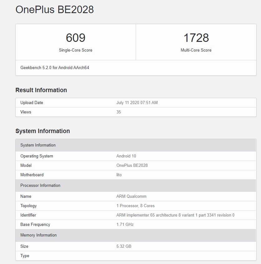 Un desconocido OnePlus aparece en Geekbench 28