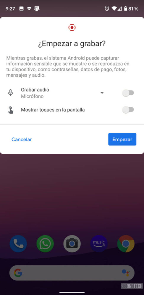 Android 11 Beta 2: grabar pantalla con audio del dispositivo