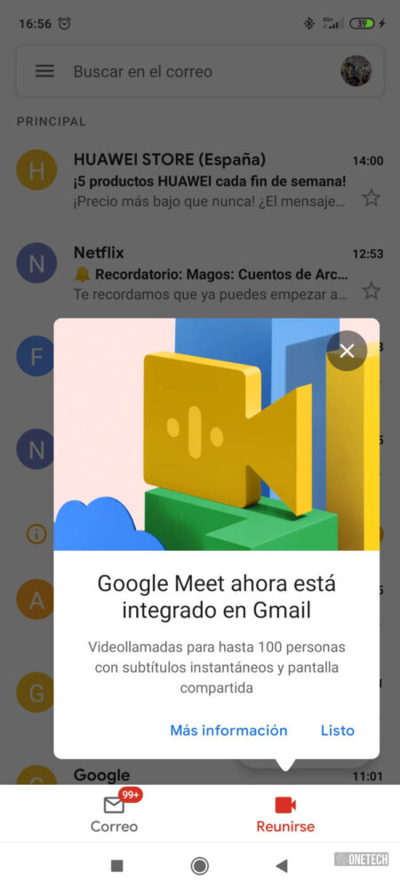 La integración de Meet con Gmail ya está disponible para todos los Android 29