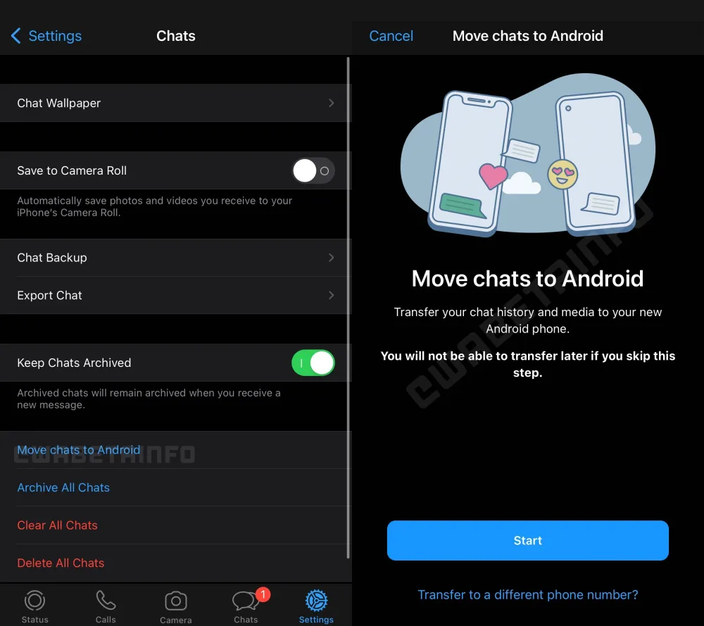 Whatsapp comienza a implementar la migrar chats de iOS a Android