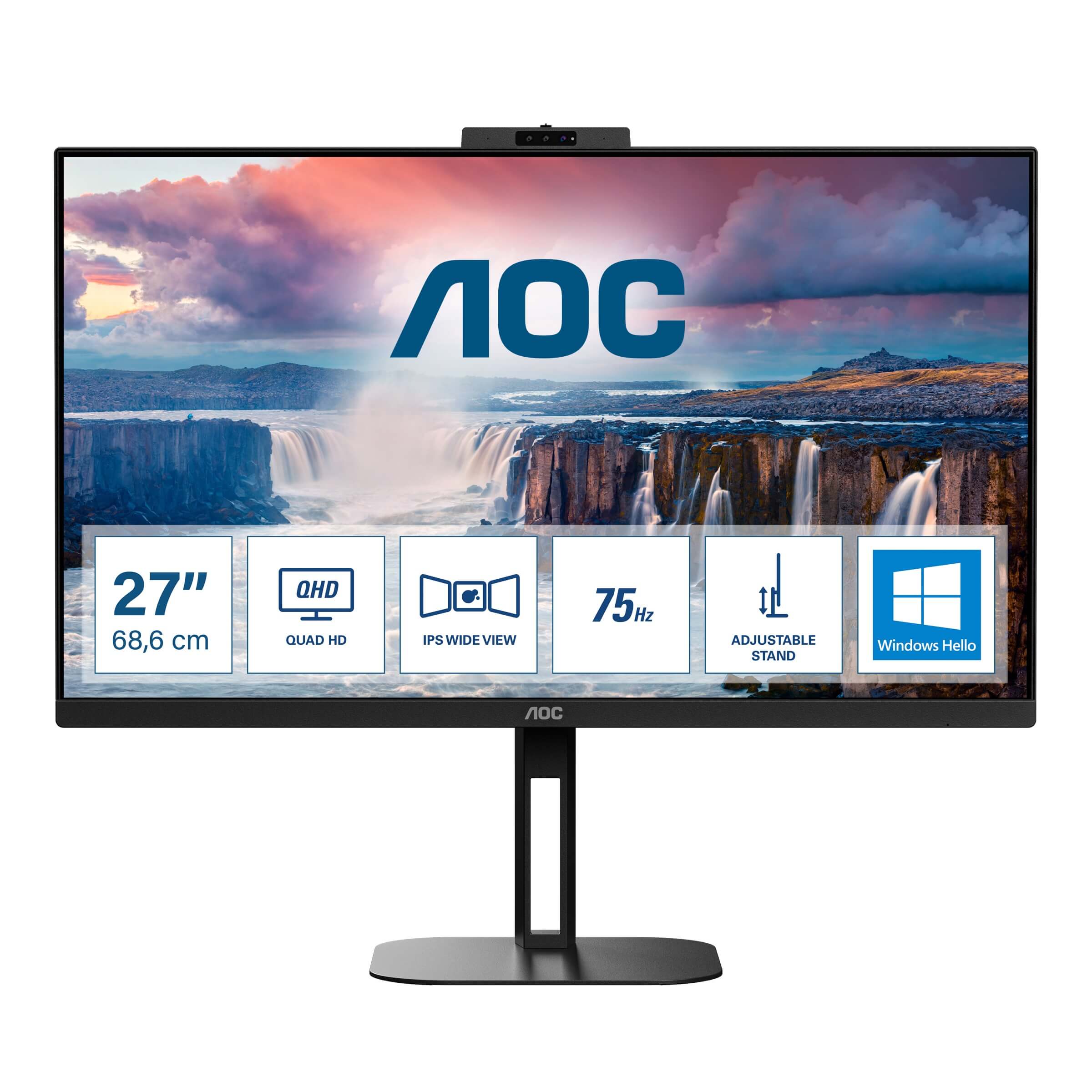 AOC añade tres nuevos monitores a su serie V5 con webcam integrada y USB C de 65W 1