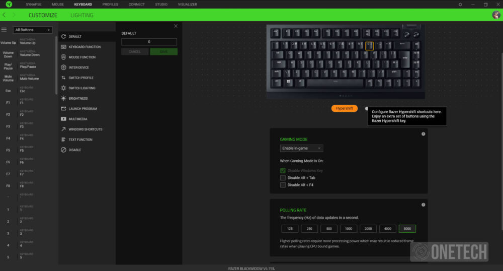 Razer Blackwidow V4 75%, teclado mecánico hotswap para gamers - Análisis 22