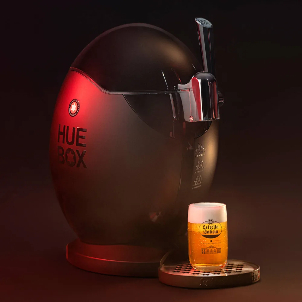 Huebox, la mejor forma de disfrutar de una cerveza Estrella Galicia "tirada" en casa Huebox, la mejor forma de disfrutar de una cerveza Estrella Galicia "tirada" en casa