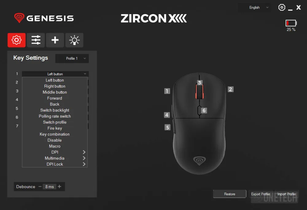 Genesis Zircon XIII, un ratón desmontable y personalizable de precio asequible - Análisis