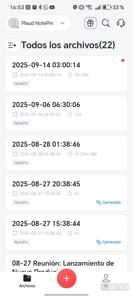 Plaud NotePin: dile adios a tomar notas y apuntes gracias a la IA - Análisis