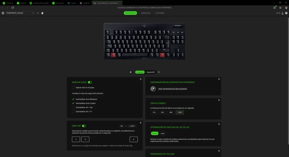 Razer BlackWidow V4 Low-profile Tenkeyless HyperSpeed, el teclado de perfil bajo con IA - Análisis